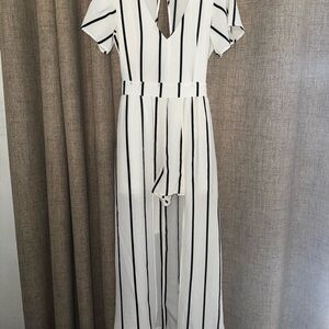 Chic Striped Black and White Jumpsuit